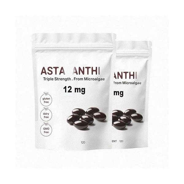 Astaxanthine de qualité supérieure, aux propriétés antioxydantes, favorise la santé des yeux et des articulations, convient a...