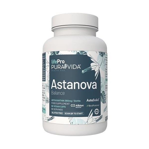 Astaxanthine Bio Pure 90 Gélules – 80 mg AstaBead™ Haematococcus pluvialis – Avec BioPerine®, Zinc Albion® TRAACS®, Vitamines