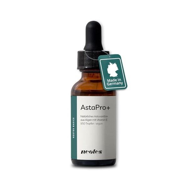 neotes AstaPro+ huile dastaxanthine hautement dosée - 8 mg dastaxanthine + 8 mg de vitamine E par jour - 1 x 30 ml pour 47 A...