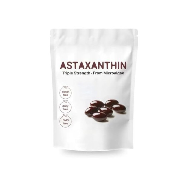 Astaxanthine Premium - | Source de microalgues fraîches | Triple force, sans OGM, sans gluten, sans soja