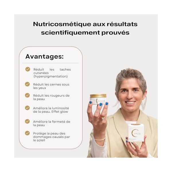 Astaxanthine Antioxydant pour Taches Pigmentaires + Teint Irrégulier + Cernes + Rougeurs - Nutricosmétique avec SkinAx + Poly