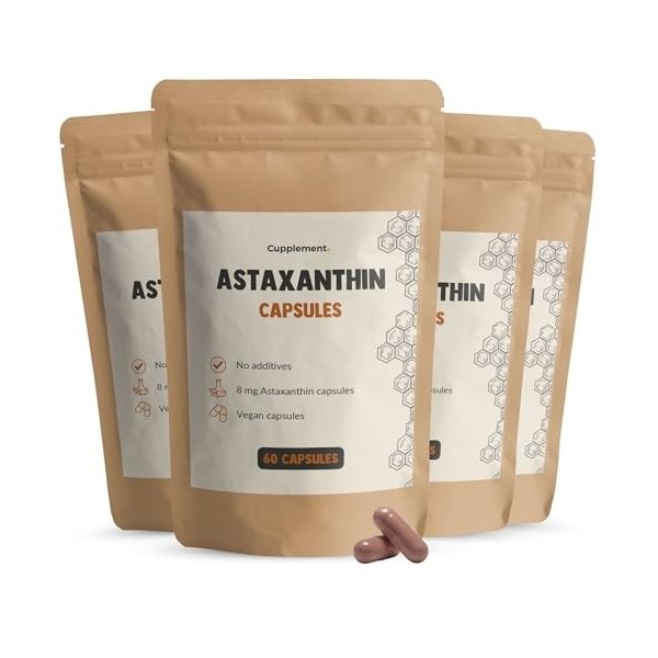 Cupplement Astaxanthine Capsules 8 mg Combideal 4x 60 Capsules - Peau & Yeux - 60 jours dapprovisionnement par sachet