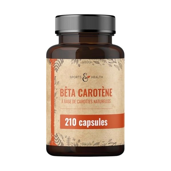 Capsules de Bêta-Carotène Issues de Carottes Naturelles – 210 Gélules Bronzantes – 7 mg de Bêta-Carotène par Gélule – Pack Éc