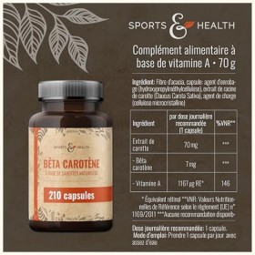 Capsules de Bêta-Carotène Issues de Carottes Naturelles – 210 Gélules Bronzantes – 7 mg de Bêta-Carotène par Gélule – Pack Éc