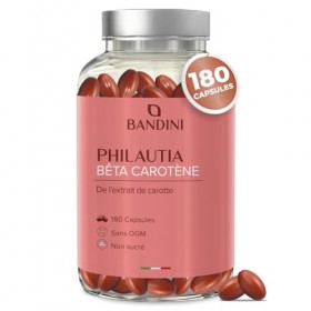 Bandini® Bêta carotène | Complément Alimentaire Bronzage Intense & Protection Peau Soleil | 180 Capsules pour 3 Mois | Beta C