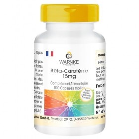 Bêta carotène 15mg - 100 softgels pour 100 jours, caroténoïde, provitamine A | Warnke Vitalstoffe - Qualité des pharmacies al
