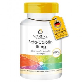 Bêta-carotène 15mg - 250 gélules - 15mg par gélule correspond à 25 000 UI - Provitamine A - HAUTEMENT DOSÉ - Qualité pharma