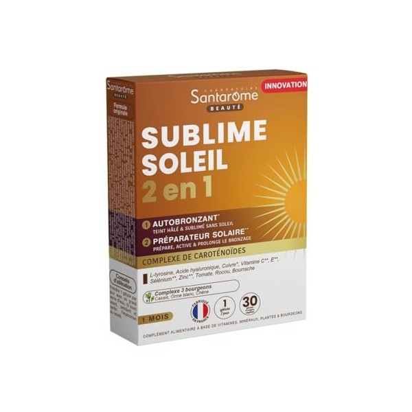 Santarome - Sublime Soleil 2en1 - Complément alimentaire Autobronzant et Préparateur Solaire - Complexe de caroténoïdes - 30