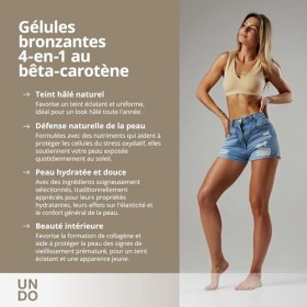 Gélules autobronzantes - Bêta-Carotène, Acide Hyaluronique, Lycopène, Cuivre, Sélénium pour une peau Radieuse et Hydratée - U