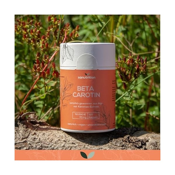 Beta Carotine dalgue 50.000 UI de vitamine A par gélule | 120 gélules | Hautement dosé | à base dalgue Dunaliella salina et