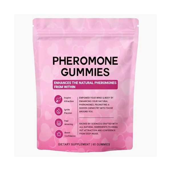 Gommes aux phéromones, 60 unités, renforçant les phéromones naturelles pour stimuler lattirance, la passion et la confiance 
