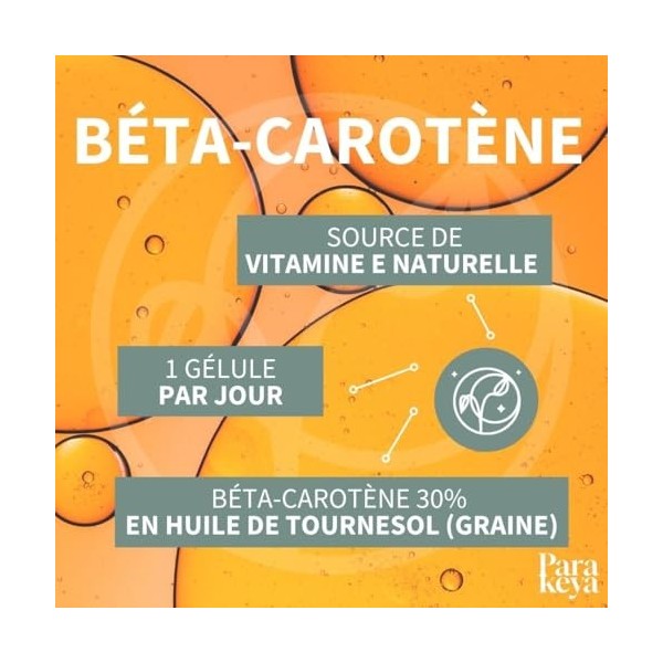 Parakeya - Béta-carotène|Complément alimentaire| 60 capsules Bêta-Carotène