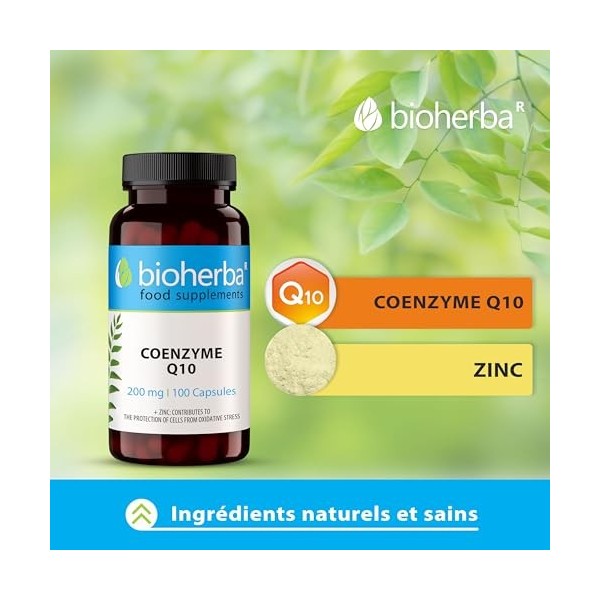 Coenzyme Q10 – 100 Gélules de 200 mg | Complément avec zinc – par BIOHERBA Coenzyme Q10