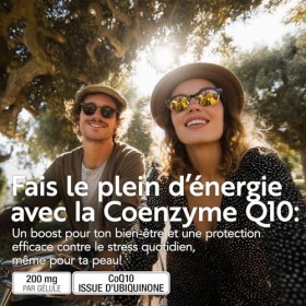 Coenzyme Q10 200mg PiùLife – 1 par jour – CoQ10 à base d’ Ubiquinone – Antioxydant & Anti-Âge – Complément Alimentaire Peau, 