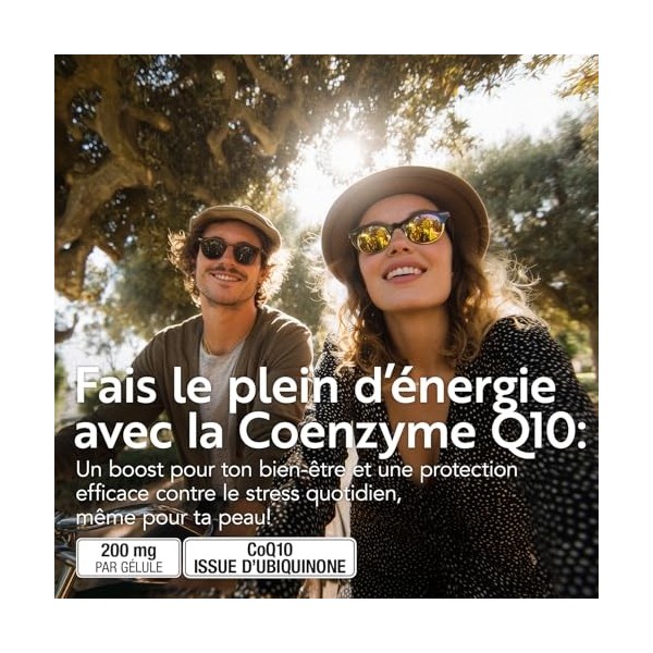 Coenzyme Q10 200mg PiùLife – 1 par jour – CoQ10 à base d’ Ubiquinone – Antioxydant & Anti-Âge – Complément Alimentaire Peau,