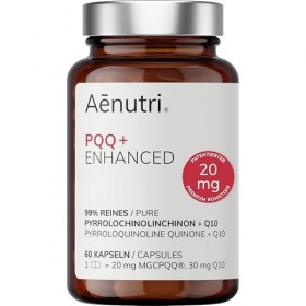 NOUVEAU : PQQ Plus Enhanced | 60 capsules | 20 mg de MGCPQQ® breveté par capsule | Formule optimisée avec Coenzyme Q10 | Qual