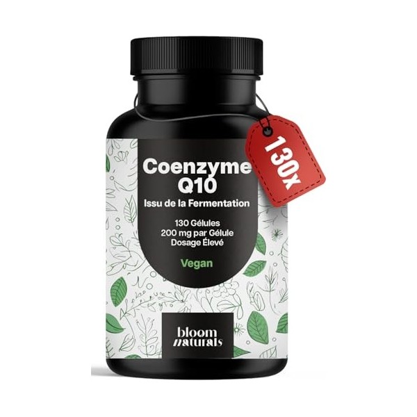 Coenzyme Q10 200mg - 130 Gélules - Issu de la Fermentation, Vegan - Produit en Allemagne - Coq10 - Testé en laboratoire