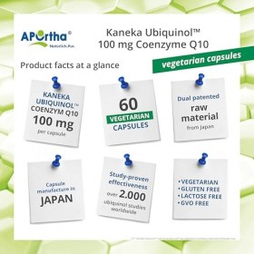 APOrtha Kaneka Ubiquinol Coenzyme Q10 100 mg 60 gélules I CoQ10 gélules hautement dosées 100 mg I Haute biodisponibilité grâc
