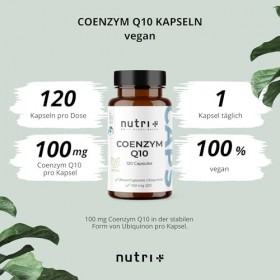 nutri+ Coenzyme Q10 Ubiquinone 100 mg – 120 Gélules – Complément alimentaire haute Dosage – soutien Énergie & Vitalité – Anti