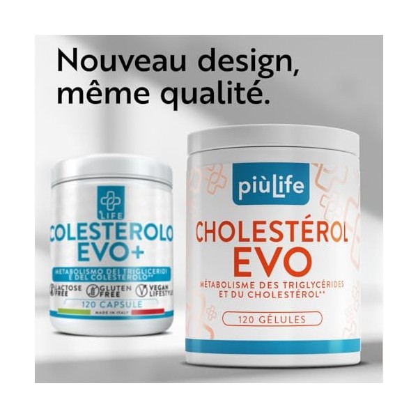 Cholesterol PiùLife – Levure de Riz Rouge avec Berberis aristata, Fenugrec, Policosanol, Coenzyme Q10 et Thiamine – 2 Gélules...