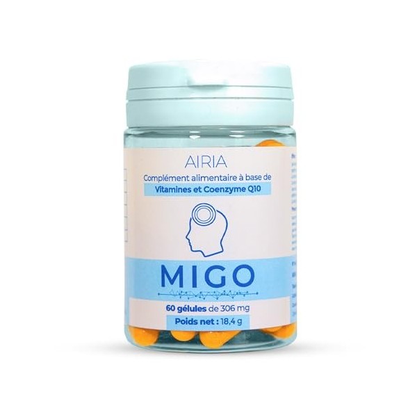 Migo® - Migraine Ophtalmique, Migraine avec Aura et Fatigue Oculaire - Traitement de fond à base de Co-Enzyme Q10, VITAMINE B