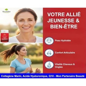 Collagène Marin – Acide Hyaluronique & Q10 – 120 Comprimés – Éclat de la Peau, Élasticité & Articulations – Cure 4 Mois – For