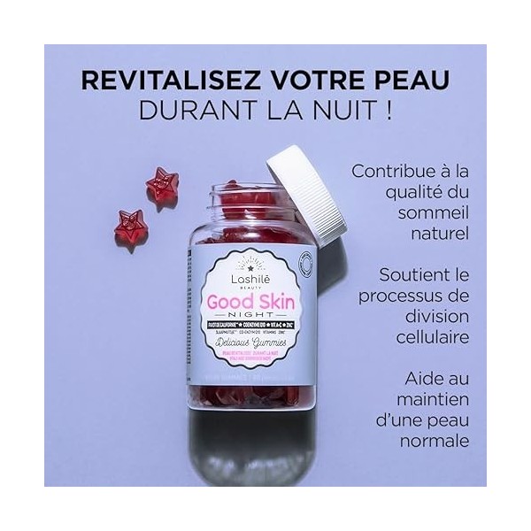 Lashilé Beauty - Complément Alimentaire - Régénérateur de peau pendant la nuit - Good Skin Night - Made In France - Coenzyme ...