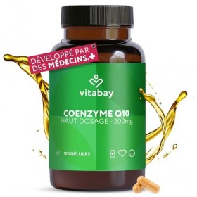 Vitabay Coenzyme Q10 Ubiquinone 200 mg – 120 capsules végétales – CoQ10 hautement dosé – Q10 naturel issu de fermentation vég