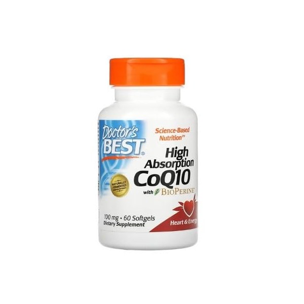 Doctors Best High Absorption CoQ10 avec BioPerine, 100mg - 60 gels mous - Soutien Cardiovasculaire et Antioxydant