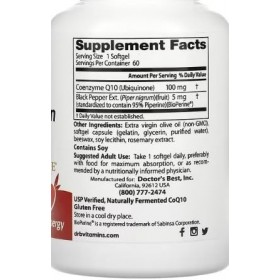 Doctors Best High Absorption CoQ10 avec BioPerine, 100mg - 60 gels mous - Soutien Cardiovasculaire et Antioxydant
