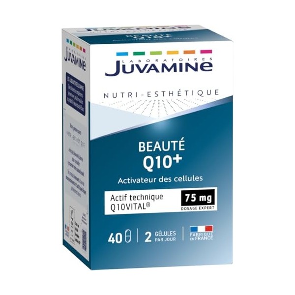 JUVAMINE - Beauté Q10 plus - Q10 Vital 75 mg - Activateur de Cellules - Beauté - Peau - 40 Gélules - 2 Gélules par Jours - Pr