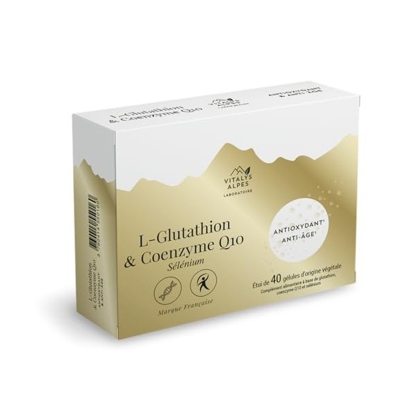 VITALYS ALPES - L-Glutathion & Coenzyme Q10 - Complément Alimentaire Pour Stimuler les Défenses Antioxydantes - Enrichi en Sé
