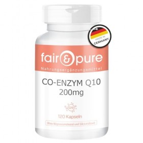 Fair & Pure Co-Enzyme Q10 Capsules 200mg, 120 pièces, complément alimentaire végétalien sans additifs, fabriqué en Allemagne