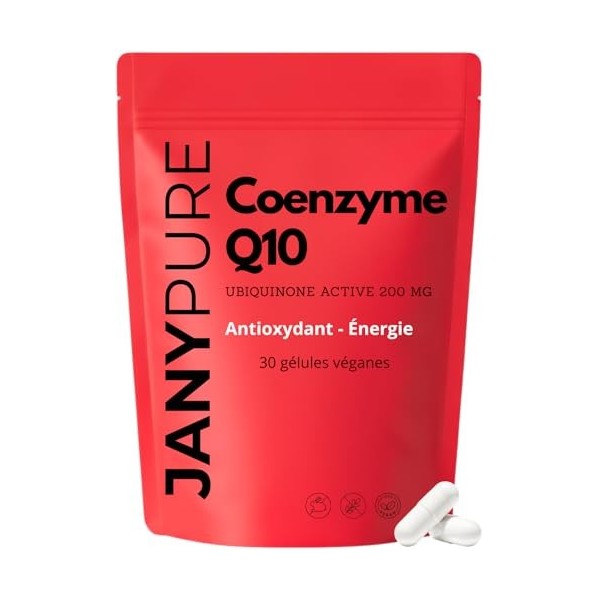Coenzyme Q10 200 mg - Ubiquinone Active - Antioxydant Puissant - Énergie Cellulaire Vitalité - Complément Alimentaire Anti-Âg