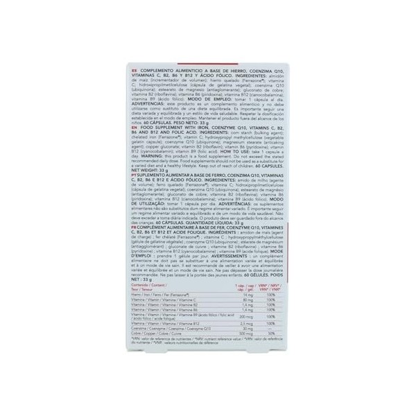 INTERSA FERROCAPS Q10 60cap. – complément complet proposé en gélules pratiques, à prendre régulièrement selon la dose conseil