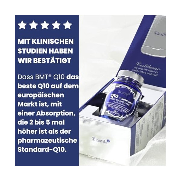 Biostile Q10 + Sélénium - Microencapsulé, renforce le système immunitaire et la santé des cellules