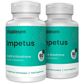 Coenzyme Q10 Complexe 520 mg – Haute concentration – avec L-Glutathion réduit – Ubichinone fermentée – 60 Capsules Véganes, S