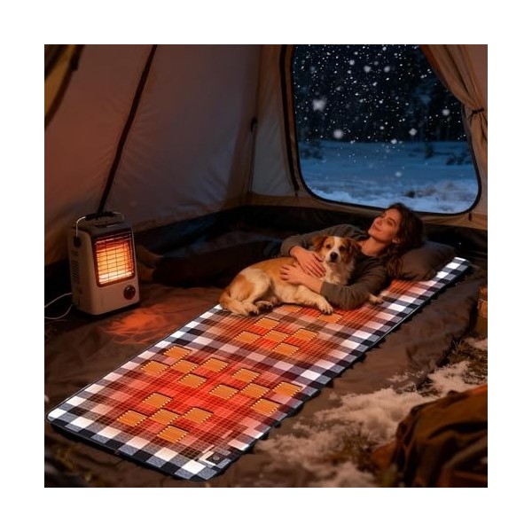 Sac de couchage chauffant – Couverture chauffante réglable à 3 niveaux pour le camping, sac de couchage thermique pliable ave