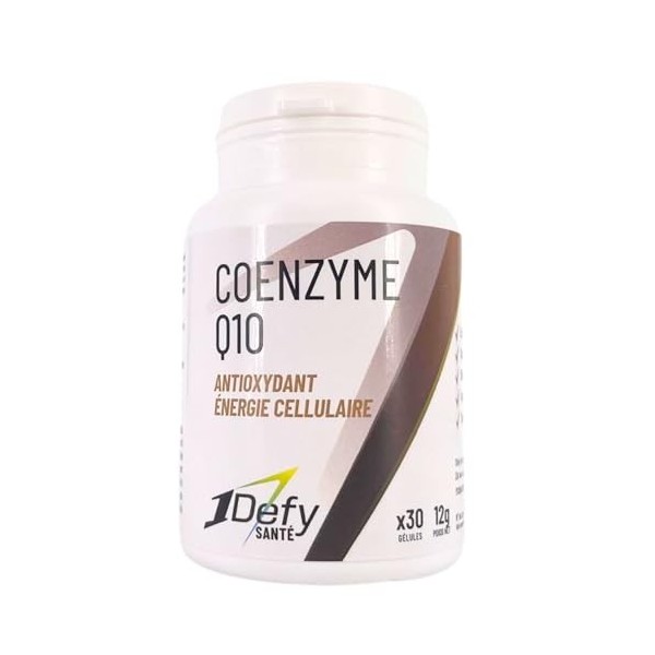 1Defy - Coenzyme Q10 - Ubiquinone - Expertise pharmaceutique - Enveloppe gélatine animale - 30 gélules