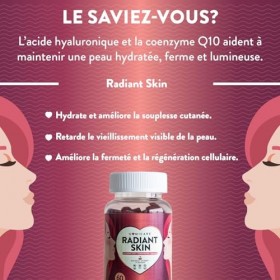 GOMICARE – Gummies dAcide Hyaluronique + Coenzyme Q10 + Sélénium + Vitamines C, E et Zinc – Bonbons Gommes Vegans pour une