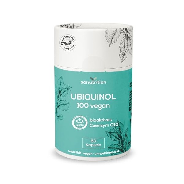 Kaneka Ubiquinol 100 mg | 60 gélules | Coenzyme Bioactive Q10 | Végétalien | Dans un emballage papier 1 pièce lot de 60 , 1