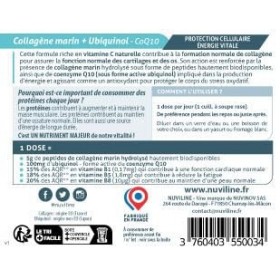 NUVILINE Life | Collagène, Poudre Vitalité & Anti-Âge | Formule biodisponible 4kDa avec Ubiquinol CoQ10 & Vitamines | Goût C...