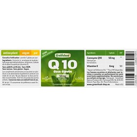 Greenfood Coenzyme Q10, 50 mg, dose élevée, 180 gélules, vegan. Sans additifs artificiels, Sans génie génétique.