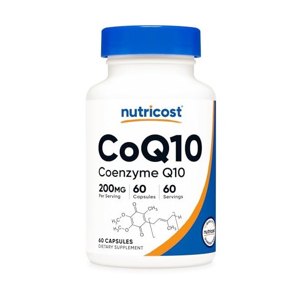 Nutricost CoQ10 200 mg, 60 gélules végétariennes, 60 portions – Haute absorption, végétarien, sans OGM, coenzyme Q10