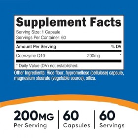 Nutricost CoQ10 200 mg, 60 gélules végétariennes, 60 portions – Haute absorption, végétarien, sans OGM, coenzyme Q10