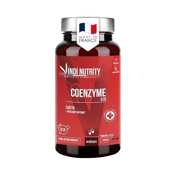 Coenzyme Q10, Puissant Antioxydant & Énergie Cellulaire, 30 Gélules, VINDI NUTRITY, Fabriqué en France