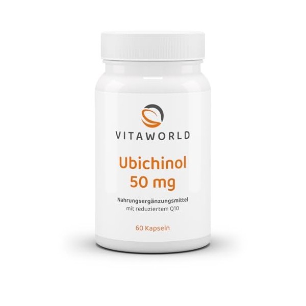 vitaworld Ubichinol 50mg Gélules Active et donc plus facilement Absorbable Forme du Q10 60 Gélules