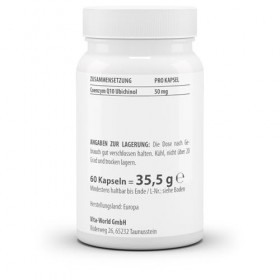 vitaworld Ubichinol 50mg Gélules Active et donc plus facilement Absorbable Forme du Q10 60 Gélules