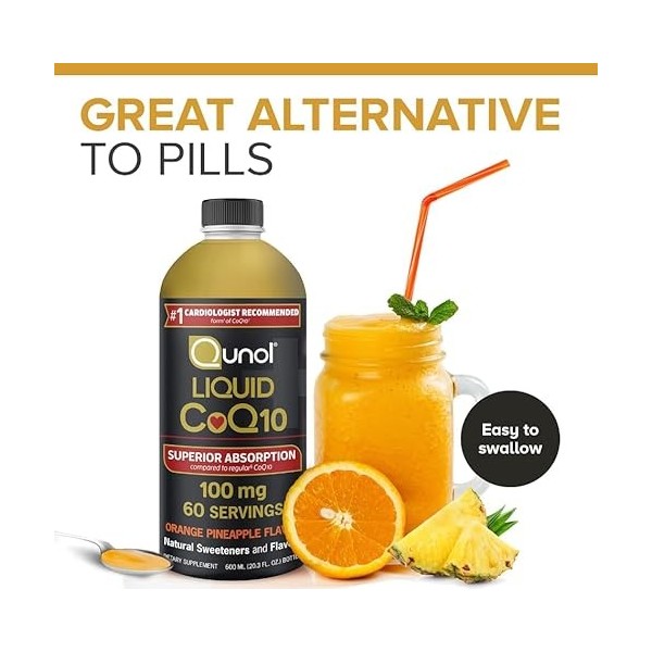 Liquide Coq10, absorption supérieure, 100 mg, ananas orange, 600 ml