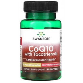 Swanson - CoQ10 - Coenzyme Q10 100mg avec Tocotriénols | Support cardiaque et vasculaire, propriétés antioxydantes - 60 Softg